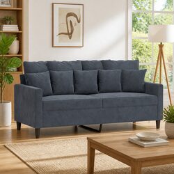 2-Seater Sofa in Grey Velvet, 140cm with Metal Frame