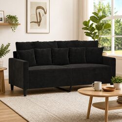 140cm Velvet Upholstered 2-Seater Sofa in Black