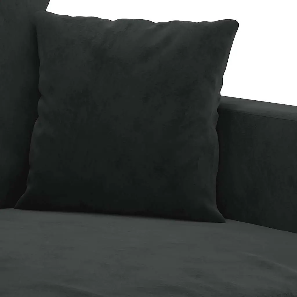 2-Seater Sofa Velvet Upholstered Black 140cm Modern Living Room Couch