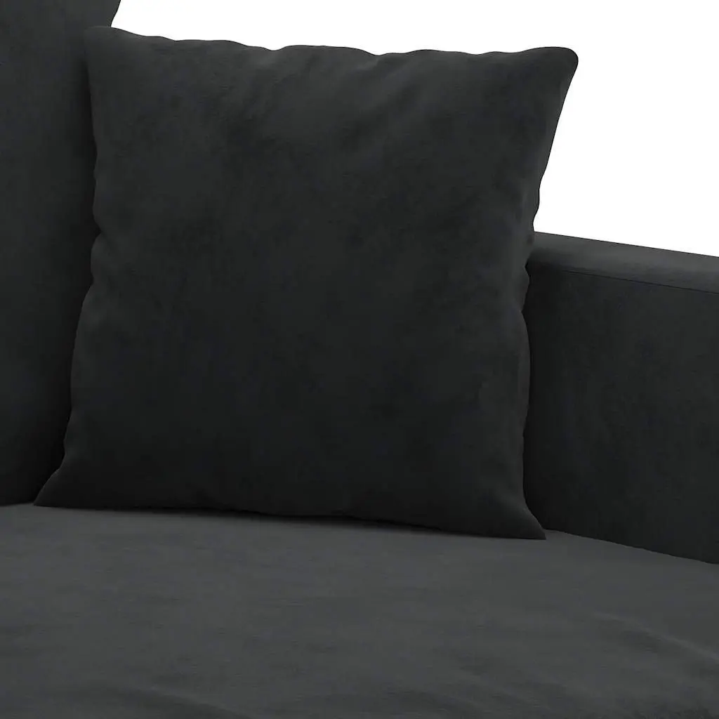 3-Seater Sofa Modern Velvet Upholstered Black 180 cm