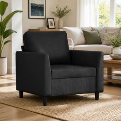 Black Faux Leather Armchair with Metal Frame, 60cm