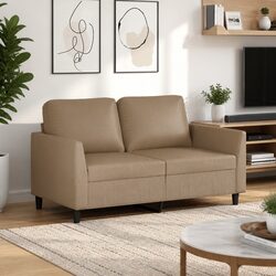2-Seater Sofa in Brown Faux Leather with Metal Frame 120cm