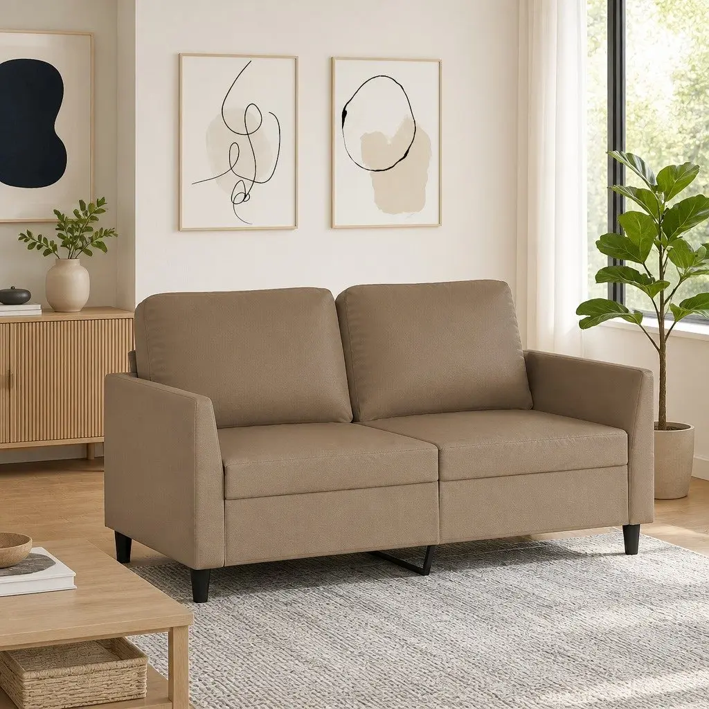 2-Seater Sofa Comfort Brown Faux Leather 140cm