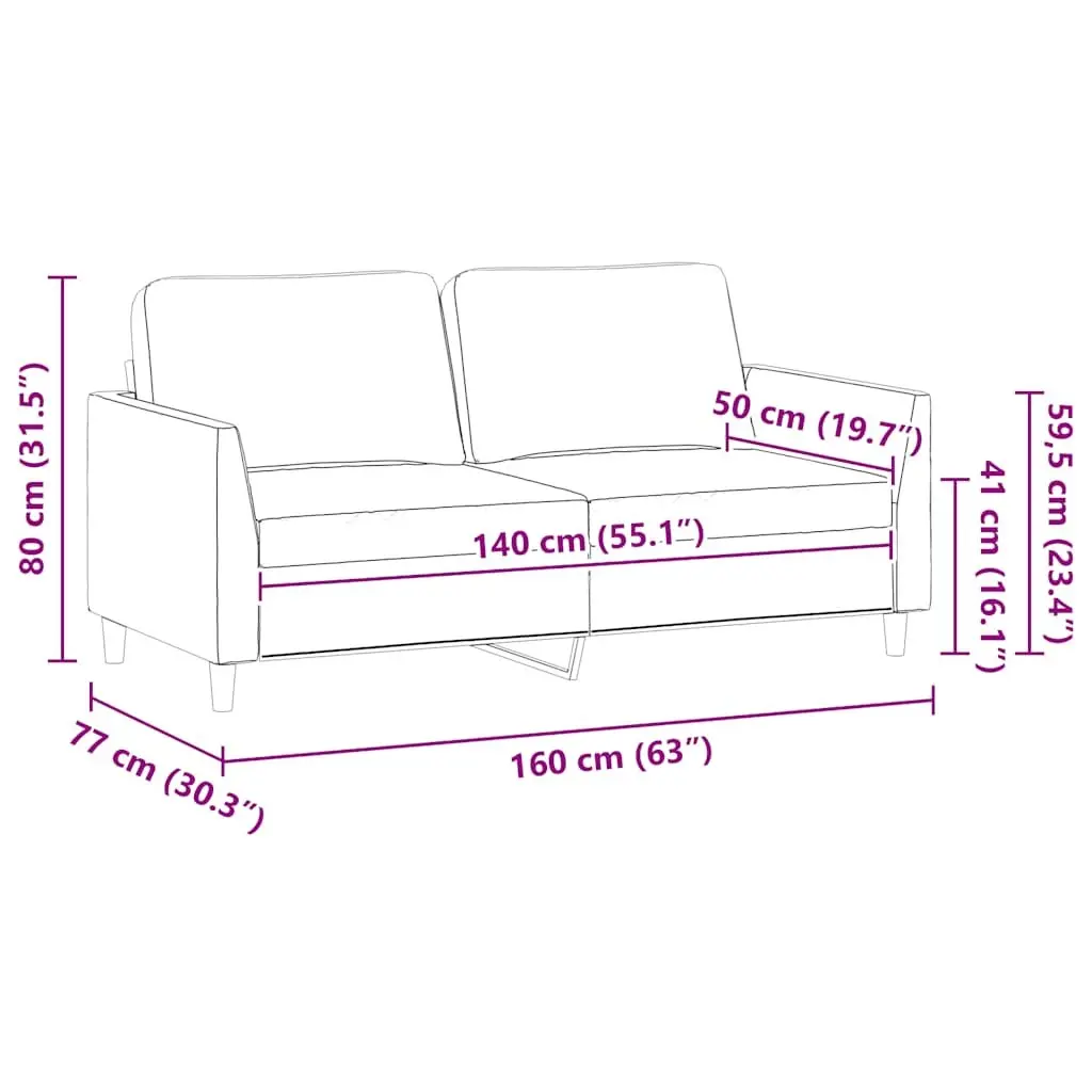 2-Seater Sofa Comfort Brown Faux Leather 140cm