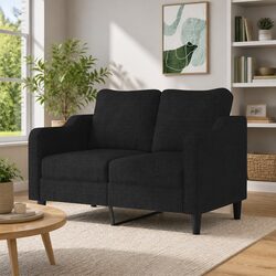 Black Fabric 2-Seater Sofa with Metal Frame - 120cm