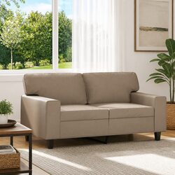 2-Seater Sofa in Brown Faux Leather with Metal Frame