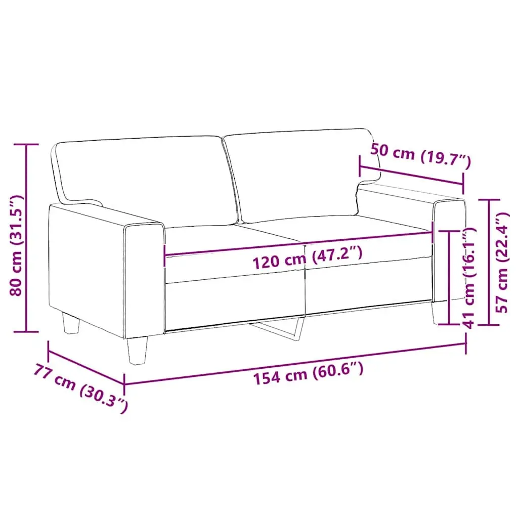 2-Seater Sofa Brown Faux Leather Modern Lounge Couch Living Room Furniture