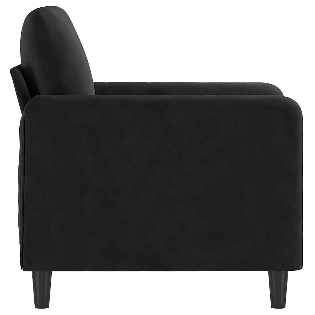 Black Velvet Sofa Chair 60cm Compact Armchair Lounge Seat Living Room Furniture