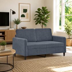 120cm Grey Velvet 2-Seater Sofa with Metal Frame
