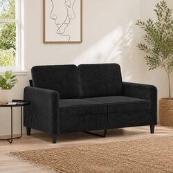 2-Seater Sofa Black Velvet Upholstered with Metal Frame