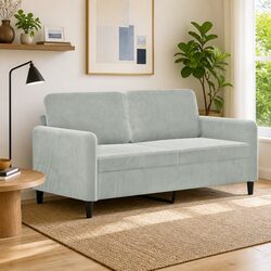 Modern 2-Seater Sofa in Light Grey, 140cm
