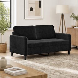 Black 2-Seater Sofa 140cm Velvet Upholstered Couch