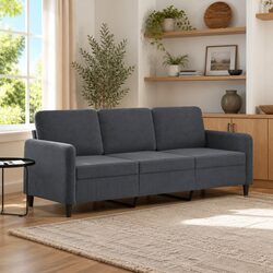 3-Seater Sofa in Grey Velvet - Dimensions 180cm