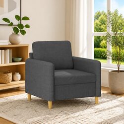 Padded Grey Fabric Sofa Chair - 60cm Wide