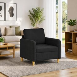 Black Fabric Sofa Chair with Metal Frame 60cm Dimensions