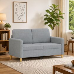 Grey Fabric 2-Seater Sofa with Metal Frame 120cm