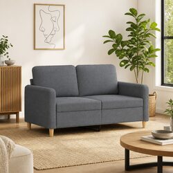 2-Seater Sofa Grey 120cm Fabric with Metal Frame