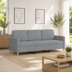 180cm Grey Fabric 3-Seater Sofa with Metal Frame
