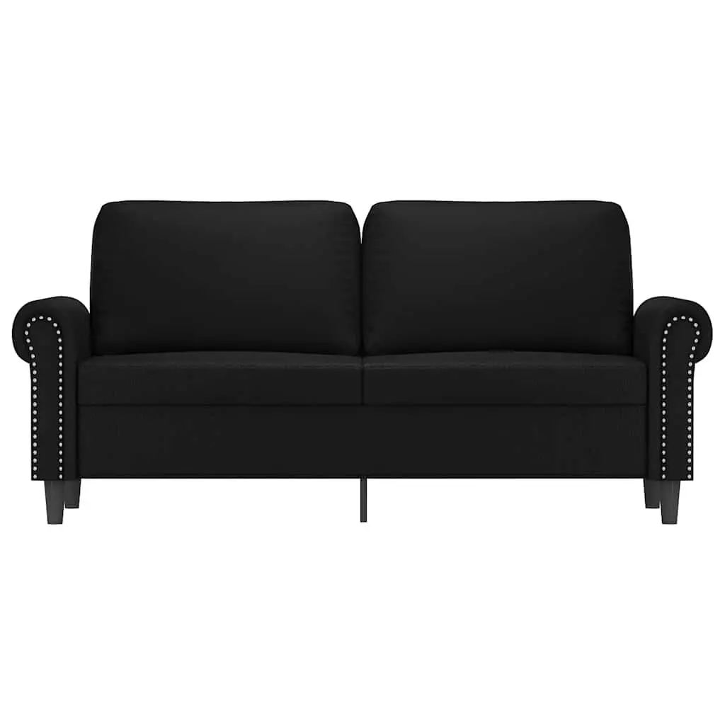 2-Seater Sofa Black 140cm Modern Lounge Couch Faux Leather Seating Furniture