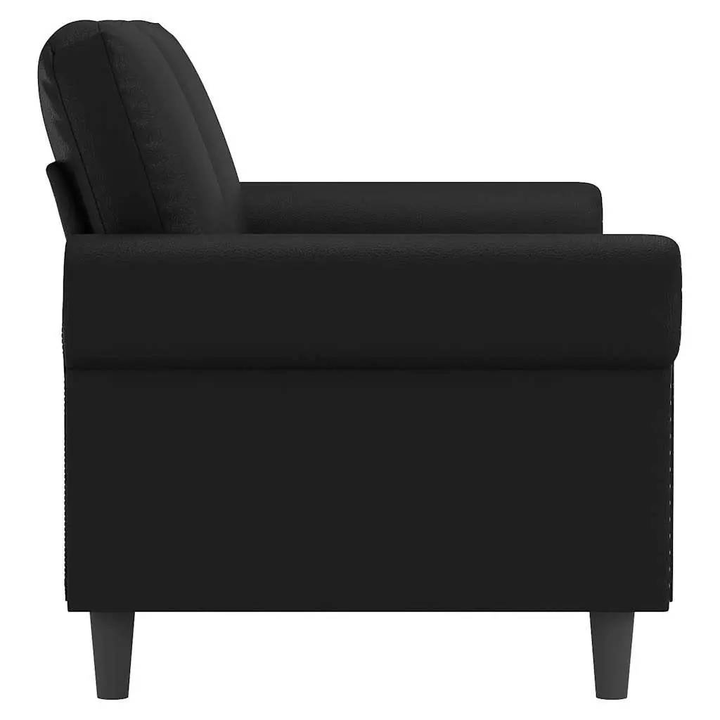 2-Seater Sofa Black 140cm Modern Lounge Couch Faux Leather Seating Furniture