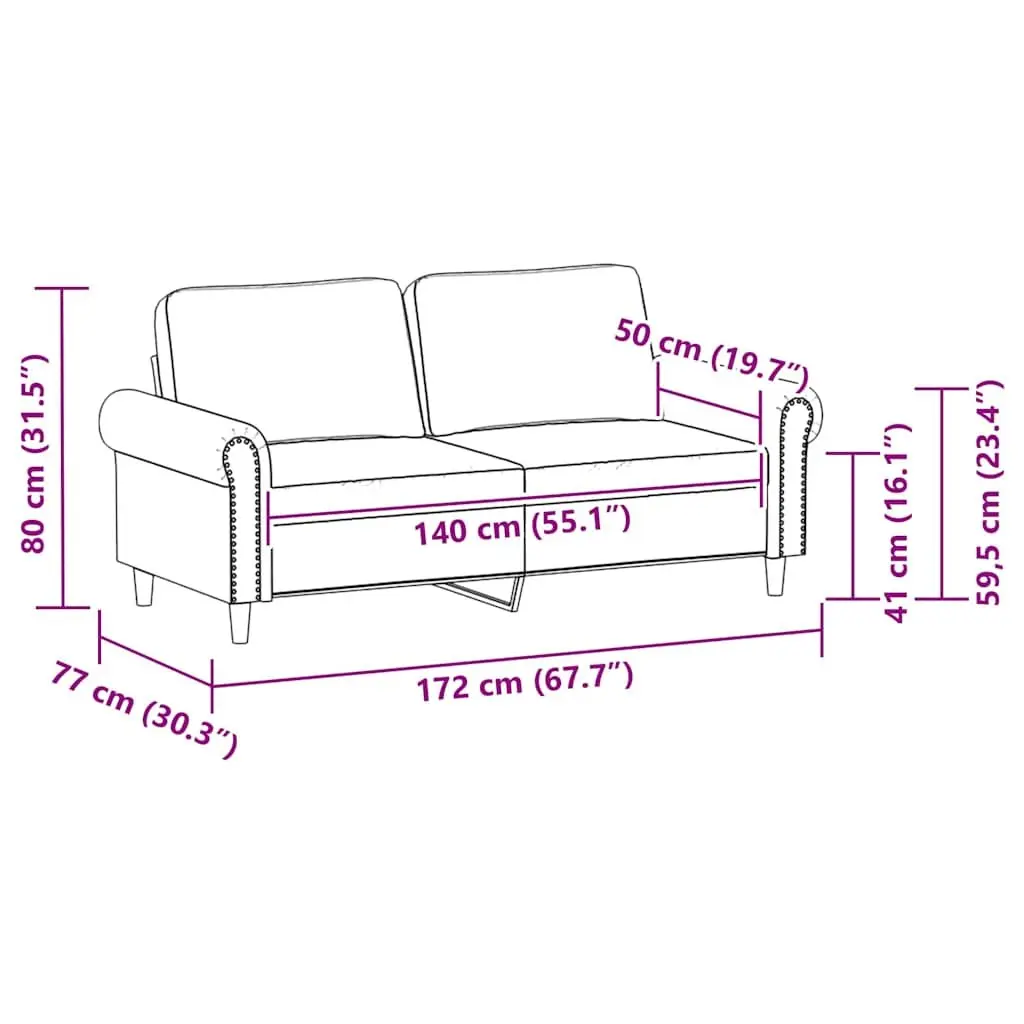2-Seater Sofa Black 140cm Modern Lounge Couch Faux Leather Seating Furniture