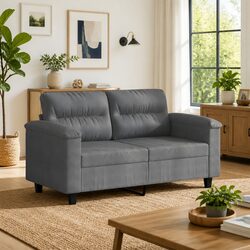 Grey Microfibre 2-Seater Sofa with Metal Frame 120cm