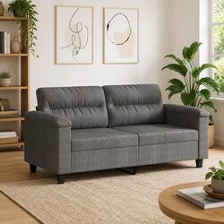 Modern Grey 2-Seater Sofa with Microfibre Upholstery