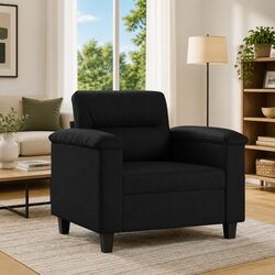 Black Sofa Chair 60cm Faux Leather Lounge Seat