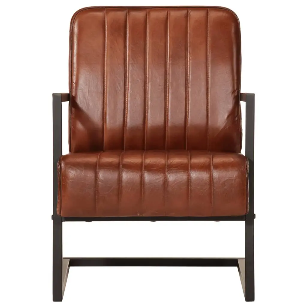 Sofa Chair Brown Leather Armchair Living Room Lounge Seating Furniture