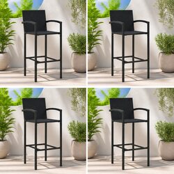 4-Piece Black Bar Stool Set with Durable Construction