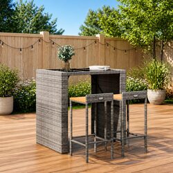 Durable 2-Pack Grey Bar Stools for Indoor/Outdoor