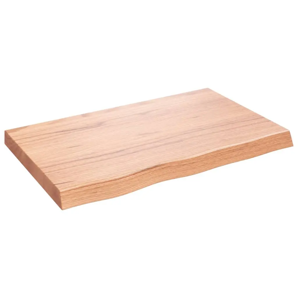 Wall Shelf Handmade Solid Oak Wood Light Brown 80x50cm Rustic Storage Ledge