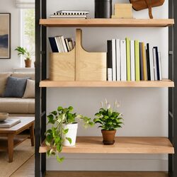 Floating Storage Wall Shelf in Rustic Brown Solid Oak 80x60cm