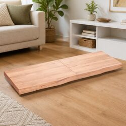 Brown Solid Oak Wood Wall Shelf with Folding Design 140x50cm