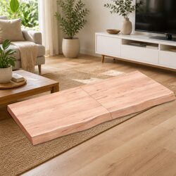 Brown Solid Oak Wall Shelf 140x60cm with Live Edge