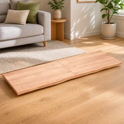 Brown Oak Wood Wall Shelf with Folding Design 180x60cm