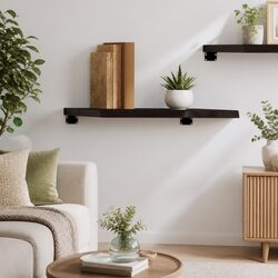 Solid Oak Wall Shelf with Live Edge 60x40cm