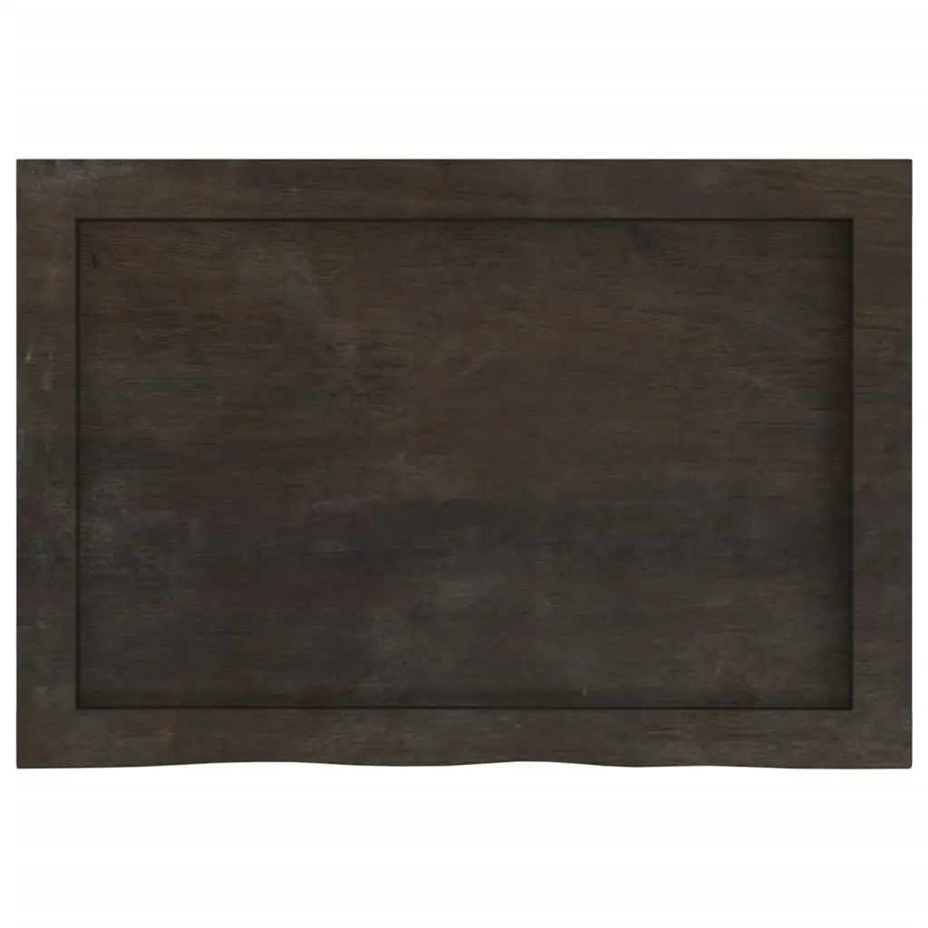 Wall Shelf Rustic Solid Oak Wood Dark Brown Live Edge 60x40cm