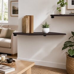 Solid Oak Dark Brown Wall Shelf 60x50x2 cm