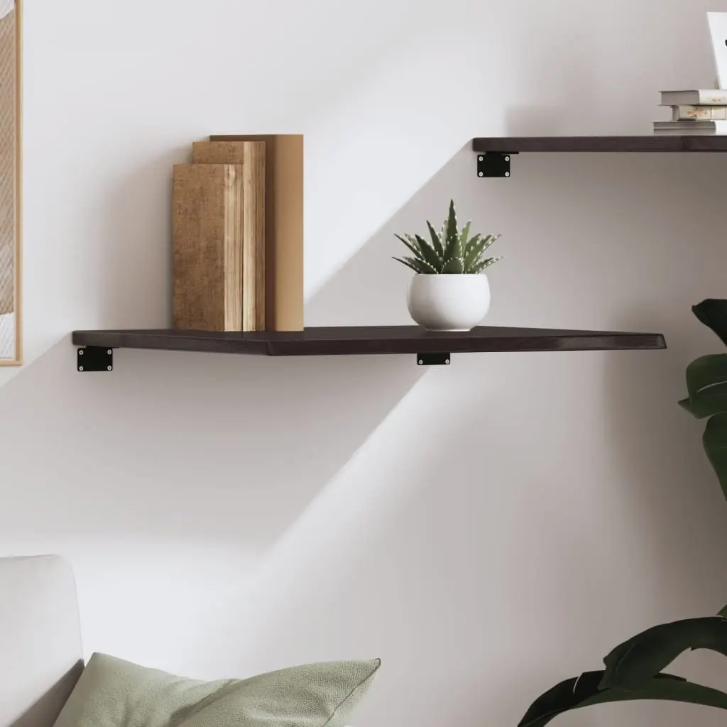Wall Shelf Rustic Handmade Solid Wood Dark Brown 60x50x2 cm