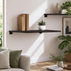 Solid Oak Wood Wall Shelf Dark Brown 60x60x2 cm