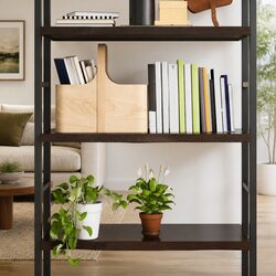 Solid Oak Wood Floating Ledge Wall Shelf - Dark Brown