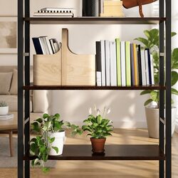 Solid Oak Floating Wall Shelf with Dark Brown Finish