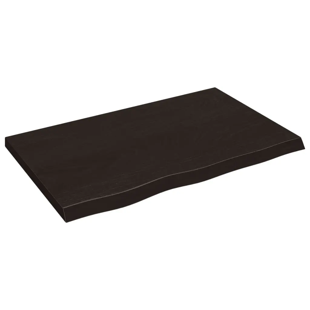 Wall Shelf Rustic Handmade Solid Oak Wood Dark Brown 80x50cm Live Edge