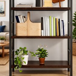 Dark Brown Solid Oak Wood Floating Wall Shelf 80x60cm