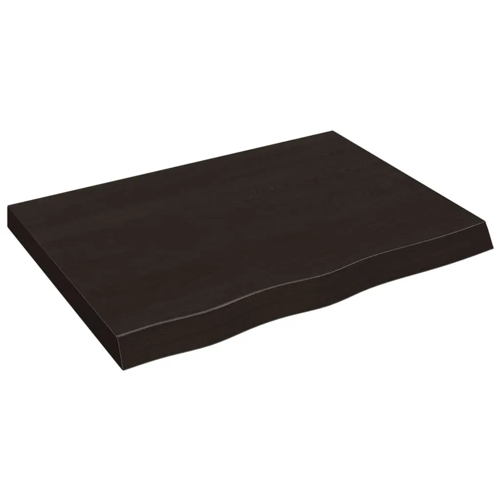 Rustic Wall Shelf Handmade Live Edge Solid Oak Wood Dark Brown Compact Storage 80x60x26cm