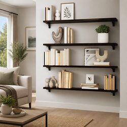Solid Oak Wood Wall Shelf Dark Brown 100x30x2 cm