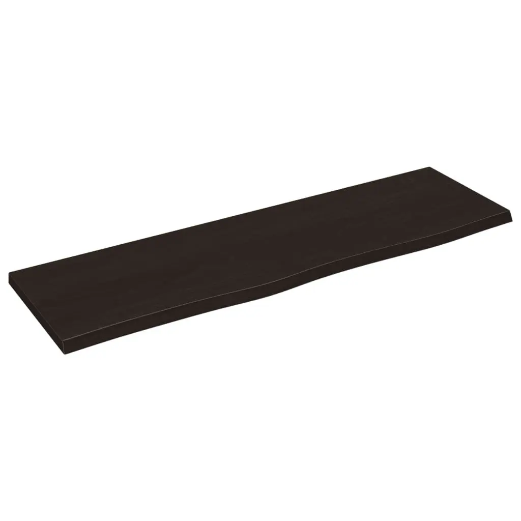 Wall Shelf Rustic Style Solid Oak Wood Dark Brown 100x30x2 cm