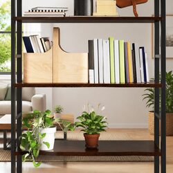 Rustic Wall Shelf in Dark Brown Solid Oak Wood