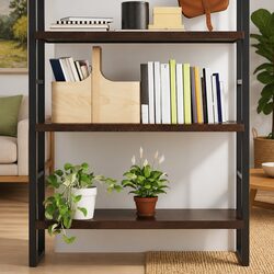 Solid Oak Wood Floating Wall Shelf Dark Brown 100x40cm